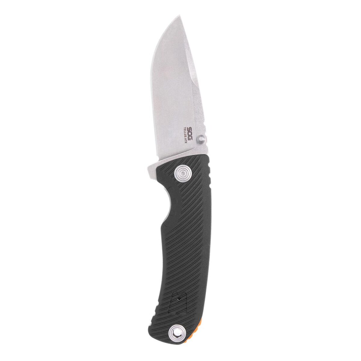sog – sog tellus atk 3.5" folding pocket knife (black + blaze orange)