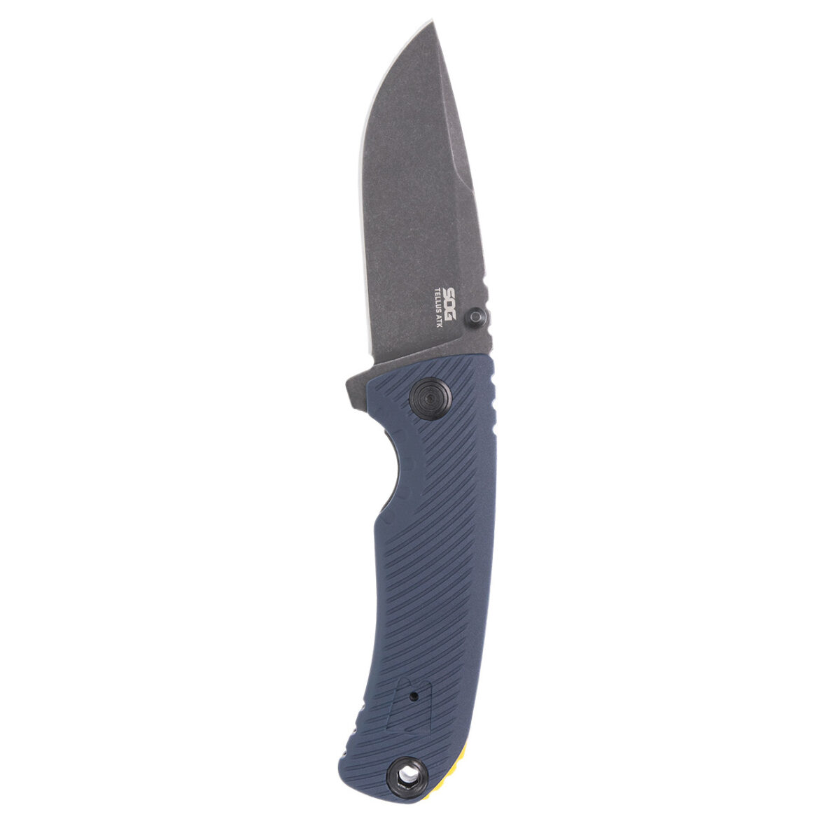 sog tellus atk 3.5" folding pocket knife (squid ink + yellow)