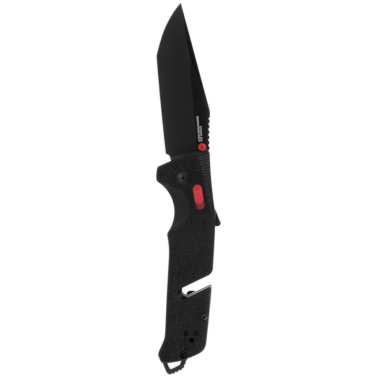 sog trident at 3.7" folding pocket knife (black & red)
