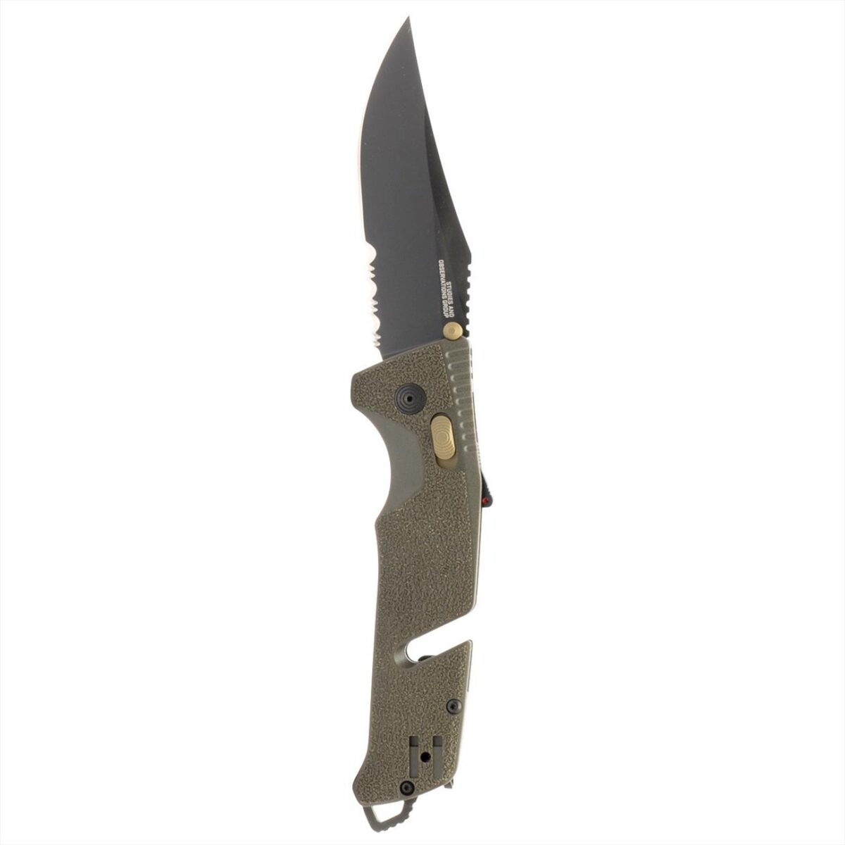 sog trident at partially serrated 3.7" folding pocket knife (od green)