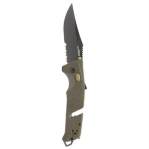 sog trident at partially serrated 3.7" folding pocket knife (od green)