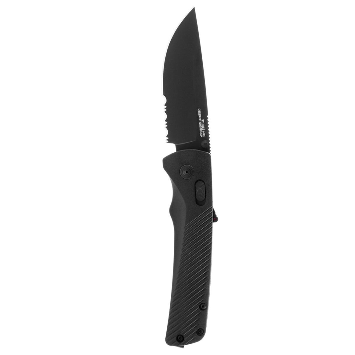 sog flash at partially serrated folding pocket knife (blackout)