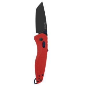 sog aegis at tanto 3.13" folding pocket knife (rescue red & indigo)