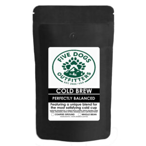 five dogs outfitters cold brew whole bean coffee 10 oz