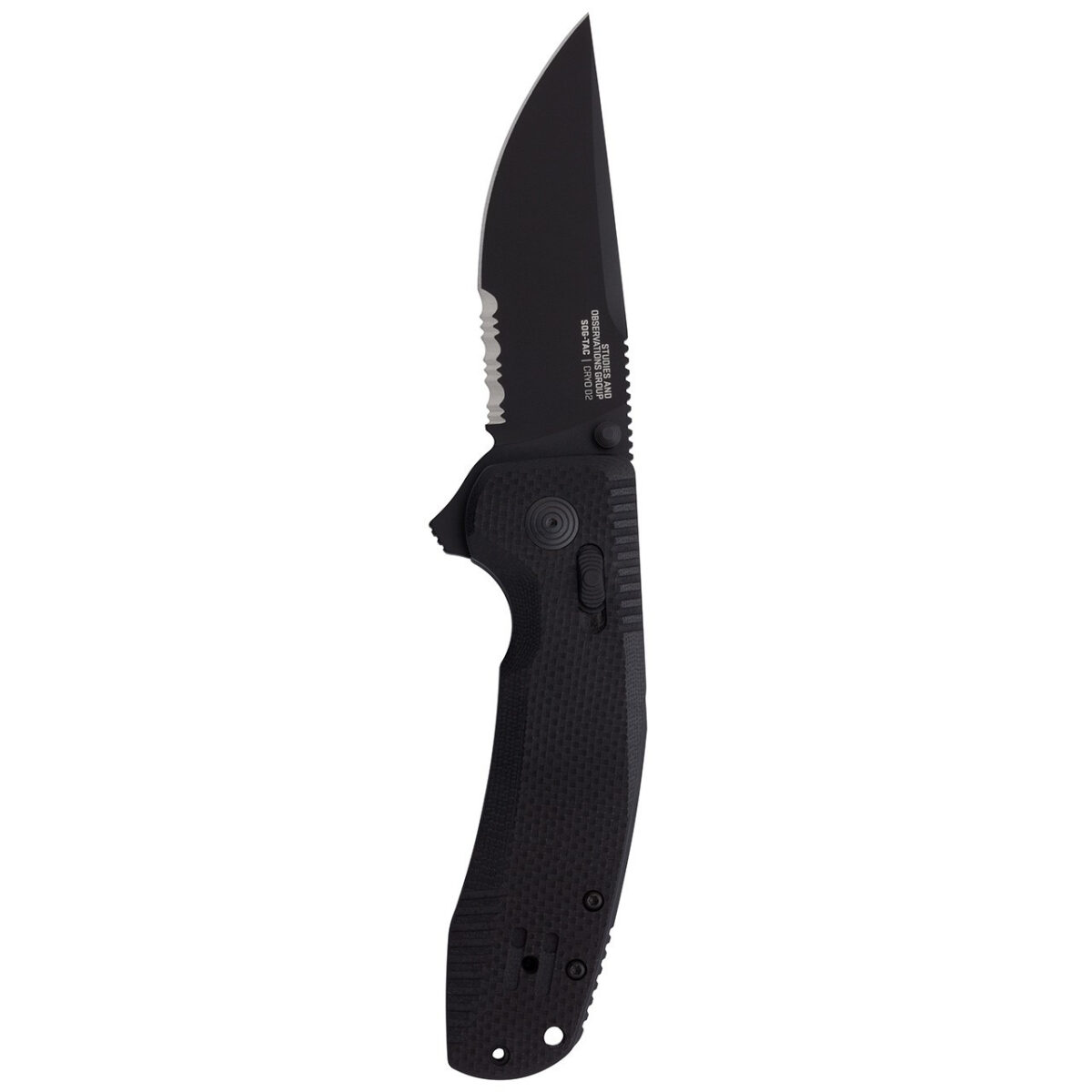 sog sog tac xr serrated 3.39" folding pocket knife (blackout)
