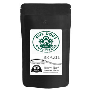 five dogs outfitters brazil fine grind coffee grounds dark roast 12 oz five dogs outfitters brazil fine grind coffee grounds dark roast 12 oz