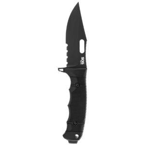sog seal fx partially serrated 4.3" fixed blade knife (black)