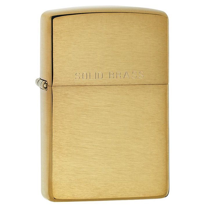 zippo windproof lighter brushed brass with solid brass engraving