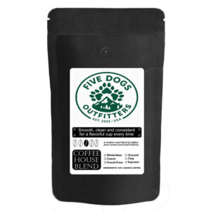 five dogs outfitters coffee house blend whole bean medium roast coffee 5 lbs