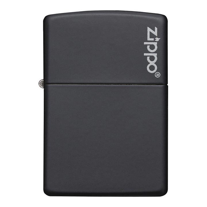 zippo windproof lighter black matte with zippo logo
