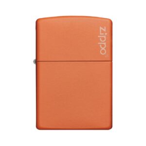zippo windproof lighter orange matte with zippo logo