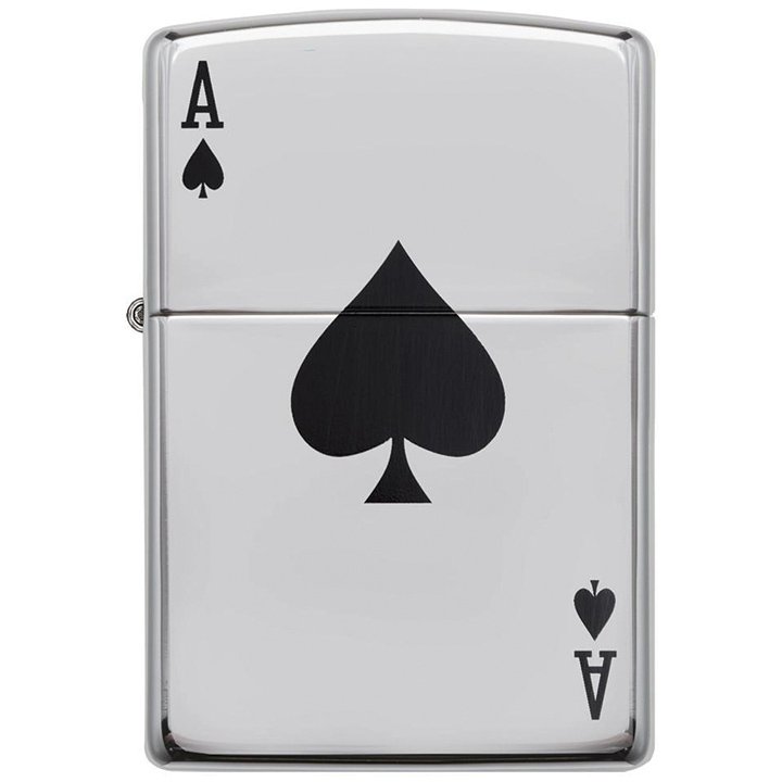 zippo windproof lighter simple spade design high polish chrome