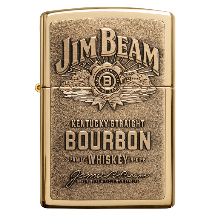 zippo windproof lighter jim beam brass emblem