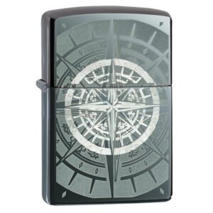 zippo windproof lighter black ice® compass