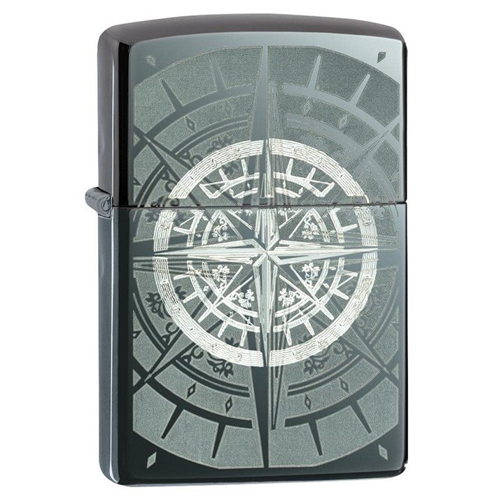 zippo windproof lighter black ice® compass