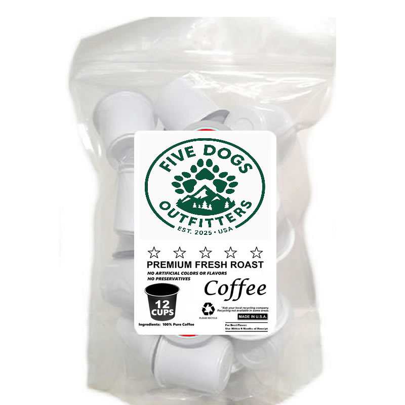 five dogs outfitters 12 pack single serve cups coffee pods medium roast