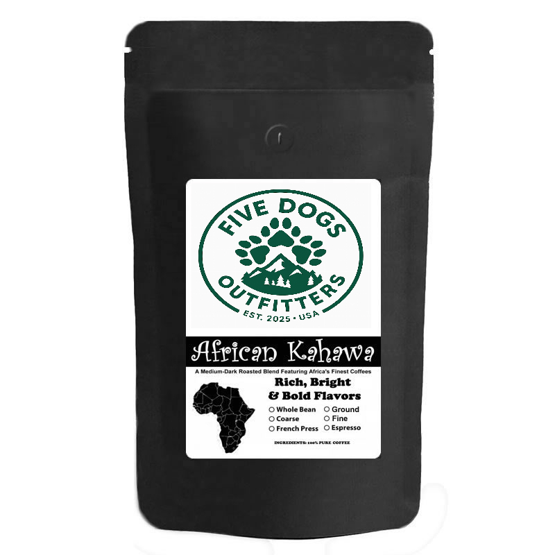 five dogs outfitters african kahawa ground coffee 5 lbs