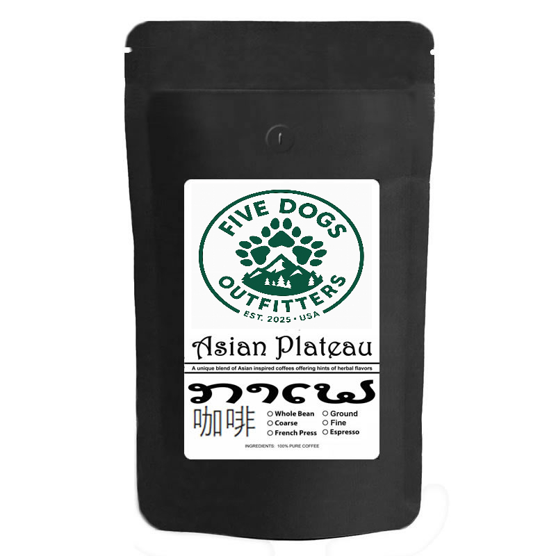 five dogs outfitters asian blend medium roasted ground coffee 1 lb