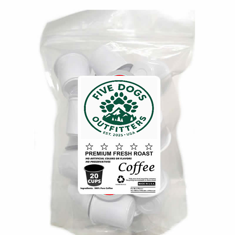 five dogs outfitters 20 pack single serve cups coffee pods medium roast