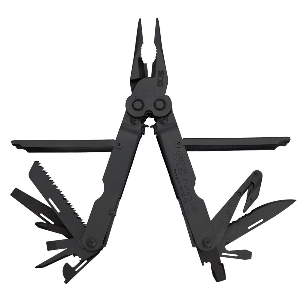 sog powerlock eod multi tool with v cutter and nylon sheath (black oxide)