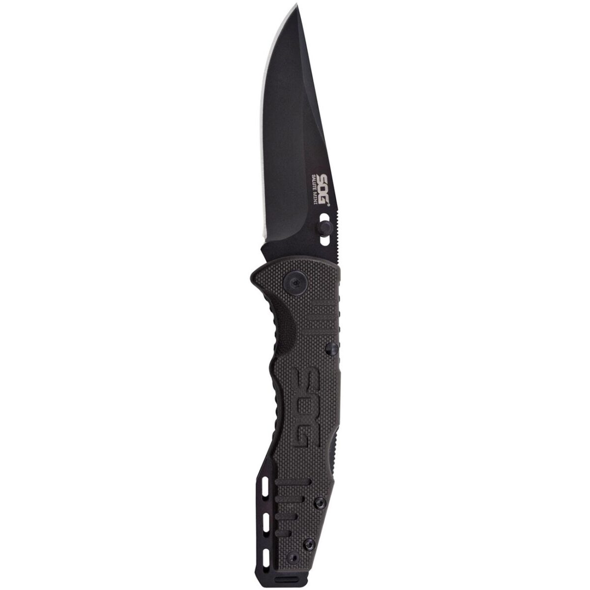sog salute mini black oxide g10 folding knife