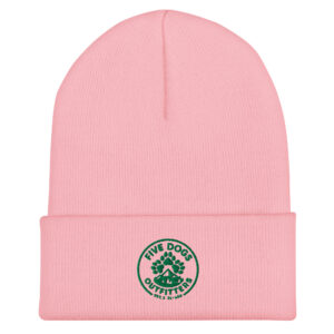 five dogs logo embroidered cuffed beanie