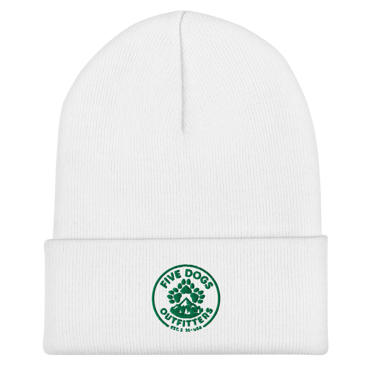 five dogs logo embroidered cuffed beanie