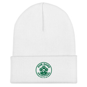 five dogs logo embroidered cuffed beanie