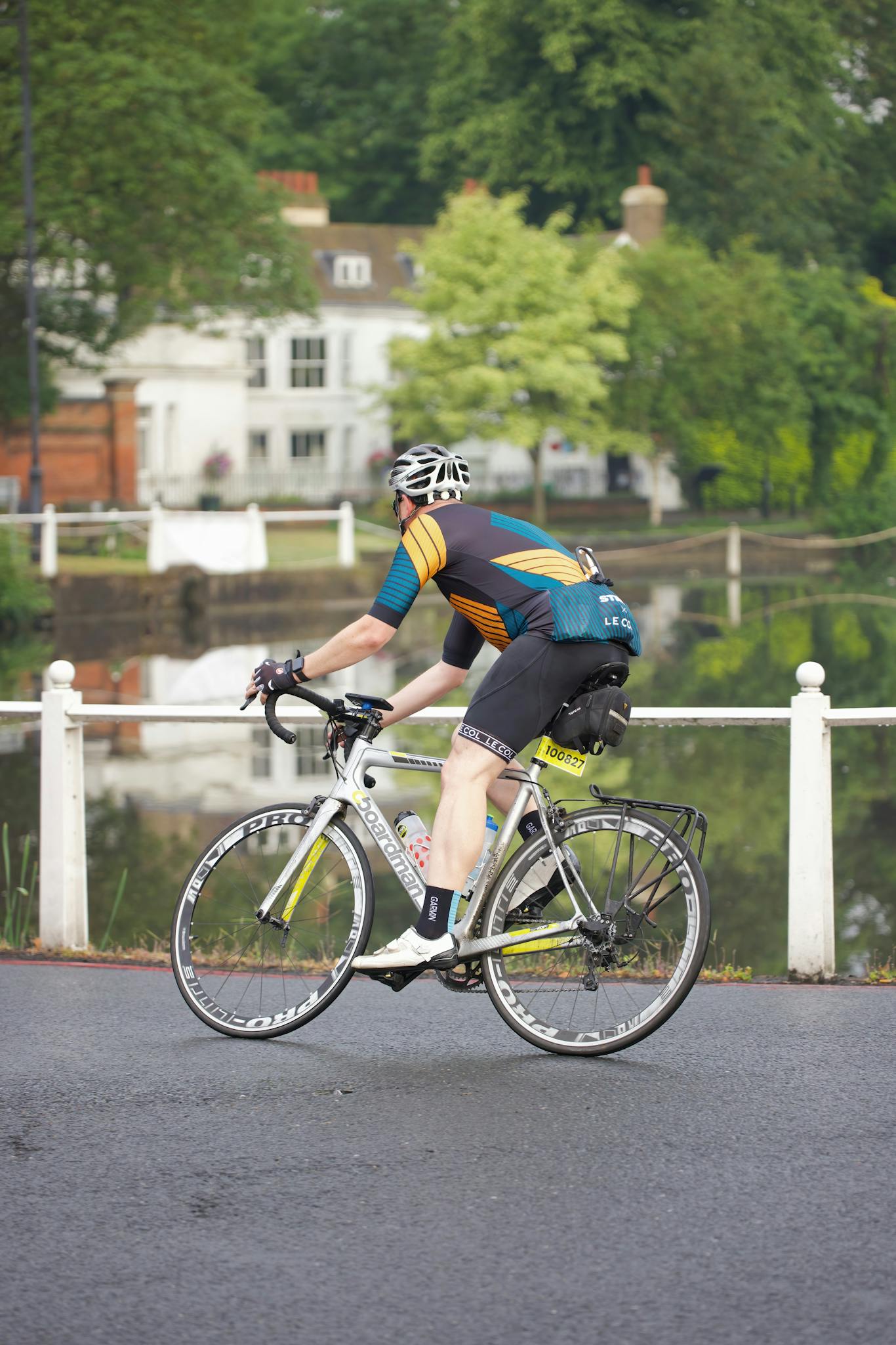 Cyclist Enjoying A Ride By Carshalton Ponds