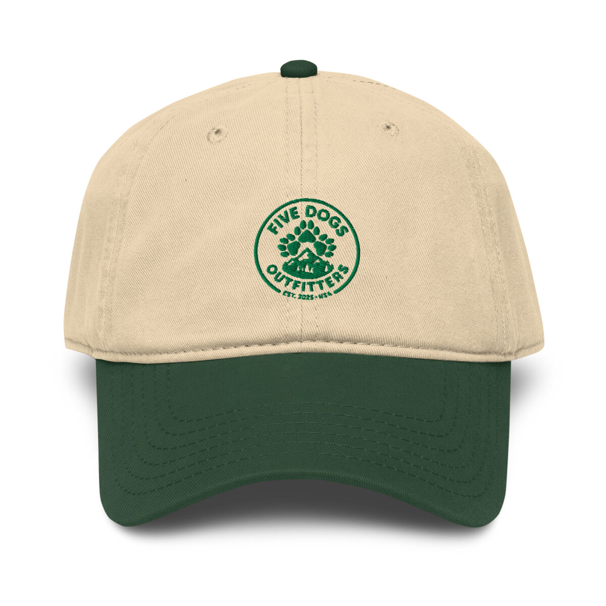five dogs embroidered garment washed baseball cap