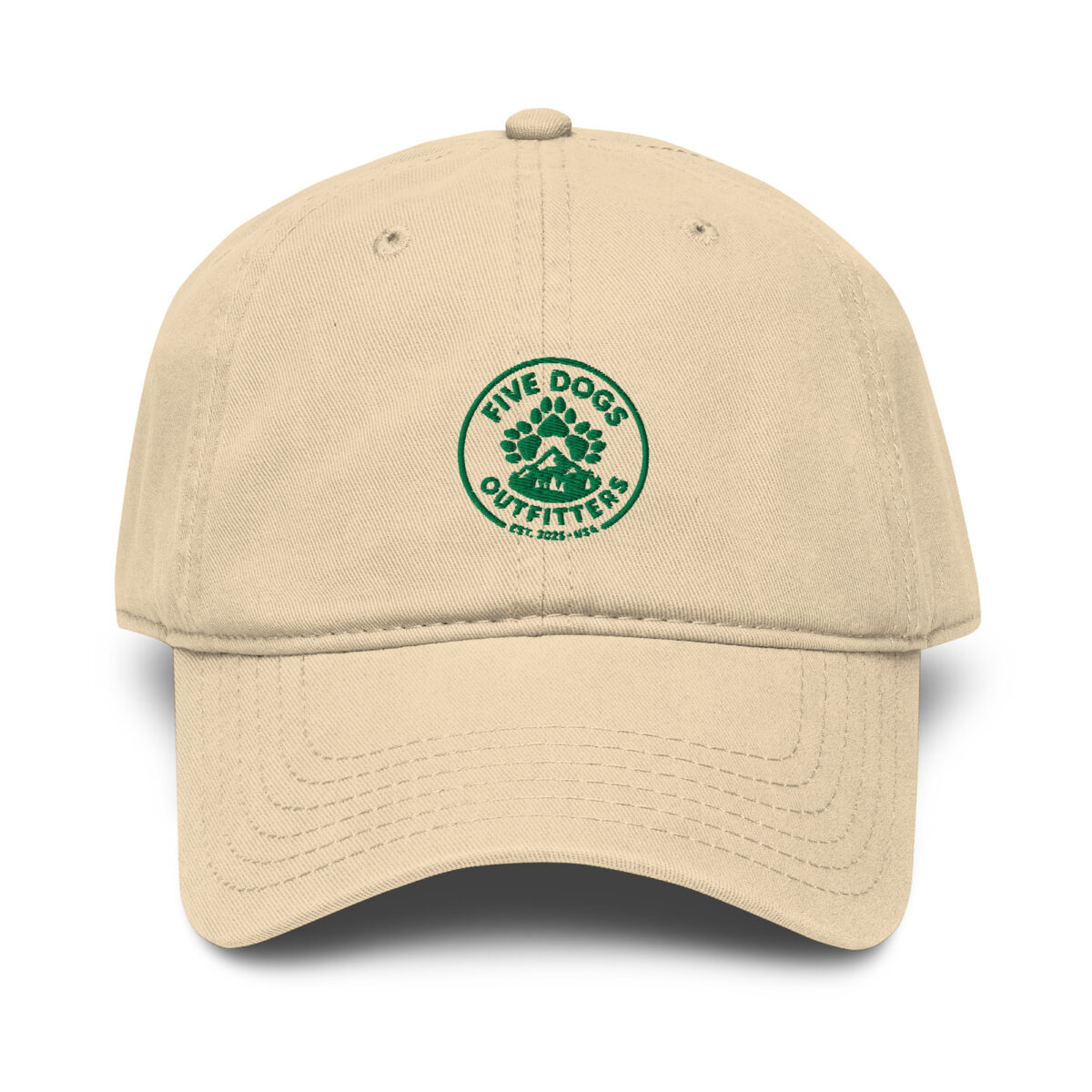 five dogs embroidered garment washed baseball cap