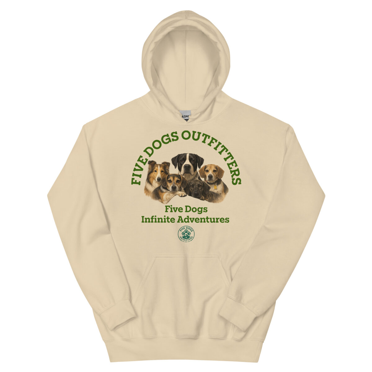five dogs unisex hoodie