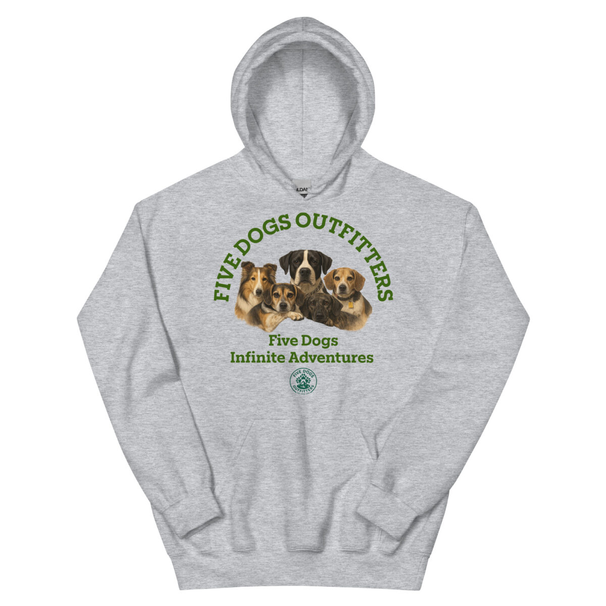 five dogs unisex hoodie