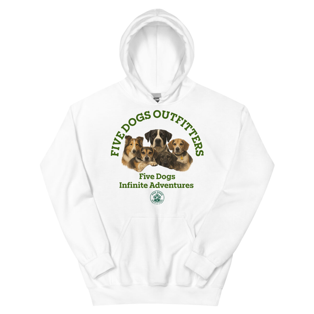 five dogs unisex hoodie