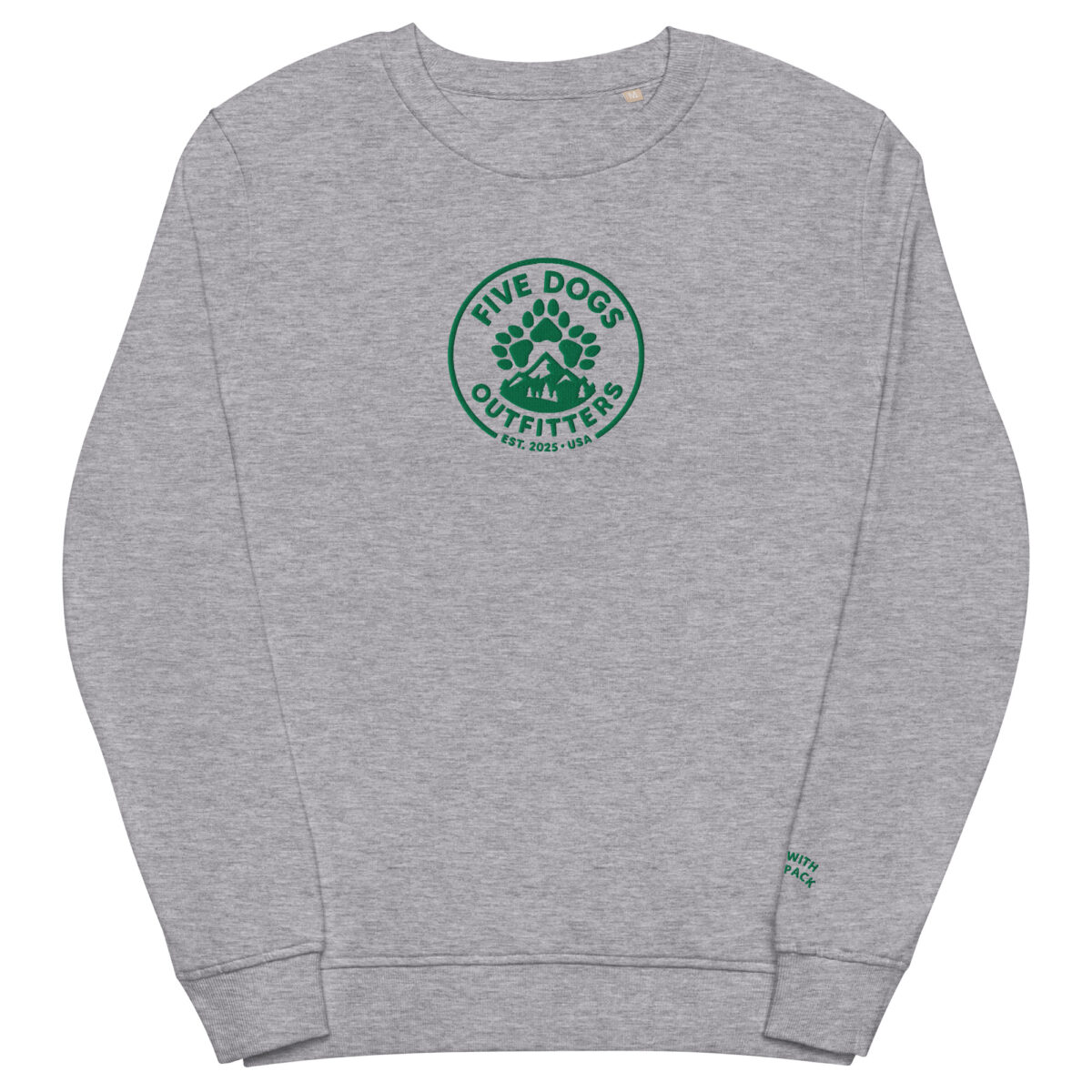 five dogs logo embroidered unisex organic sweatshirt five dogs logo embroidered unisex organic sweatshirt
