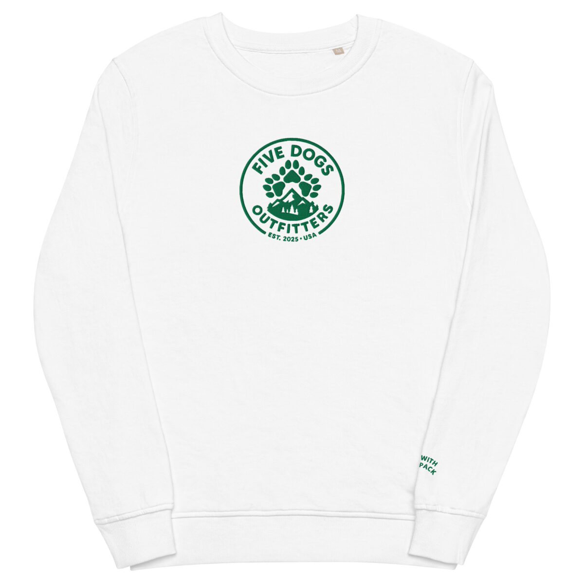five dogs logo embroidered unisex organic sweatshirt five dogs logo embroidered unisex organic sweatshirt