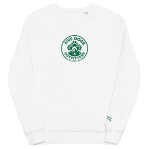 five dogs logo embroidered unisex organic sweatshirt
