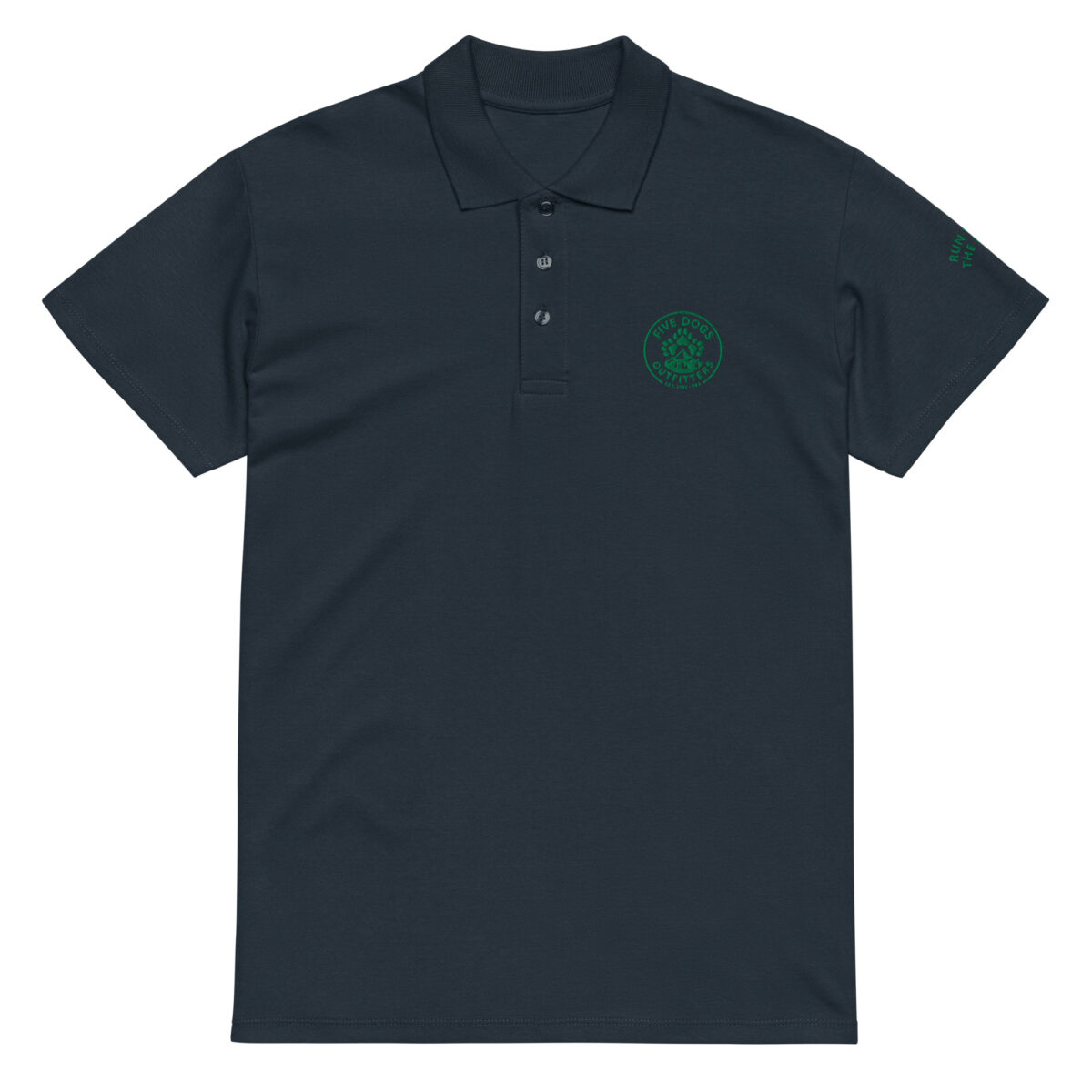 five dogs logo embroidered premium pique polo shirt