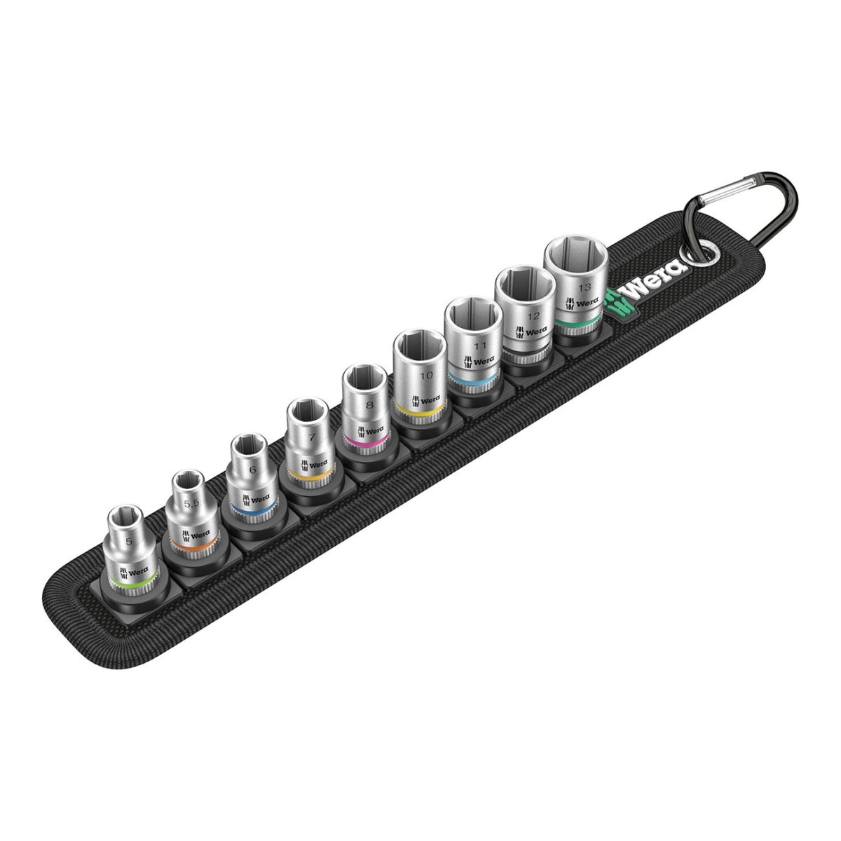 wera – wera 1/4" drive metric socket set on storage belt (9 piece)