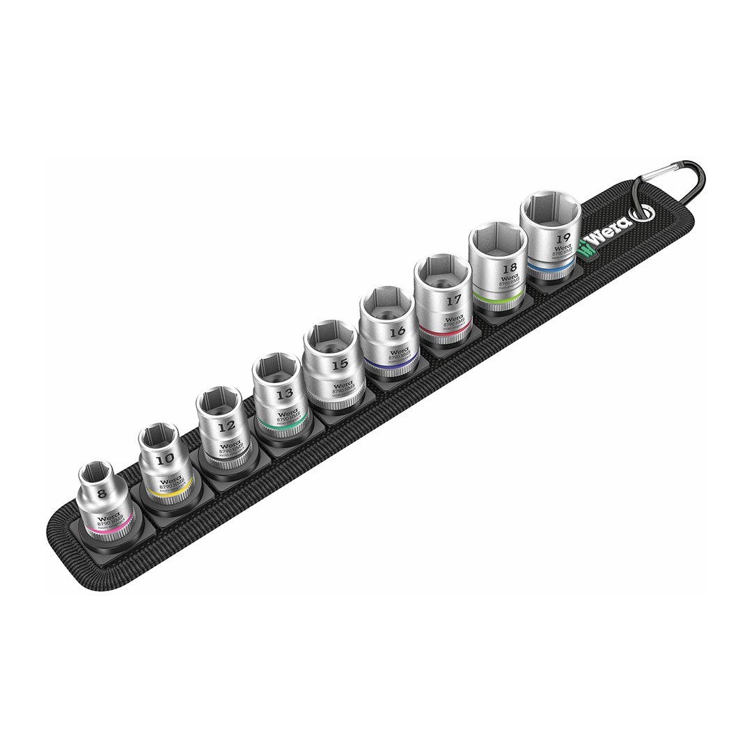 wera – wera 3/8" drive metric socket set on storage belt (9 piece set)
