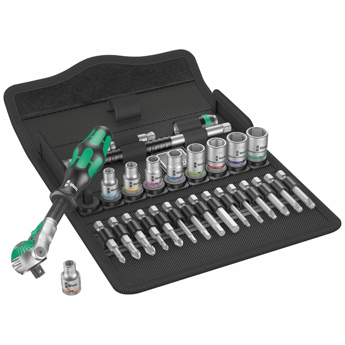 wera – wera 1/4" drive multi function ratchet and sae socket set (28 piece)