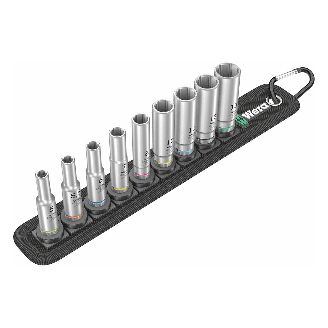 wera – wera metric 1/4" drive deep socket set (9 piece)