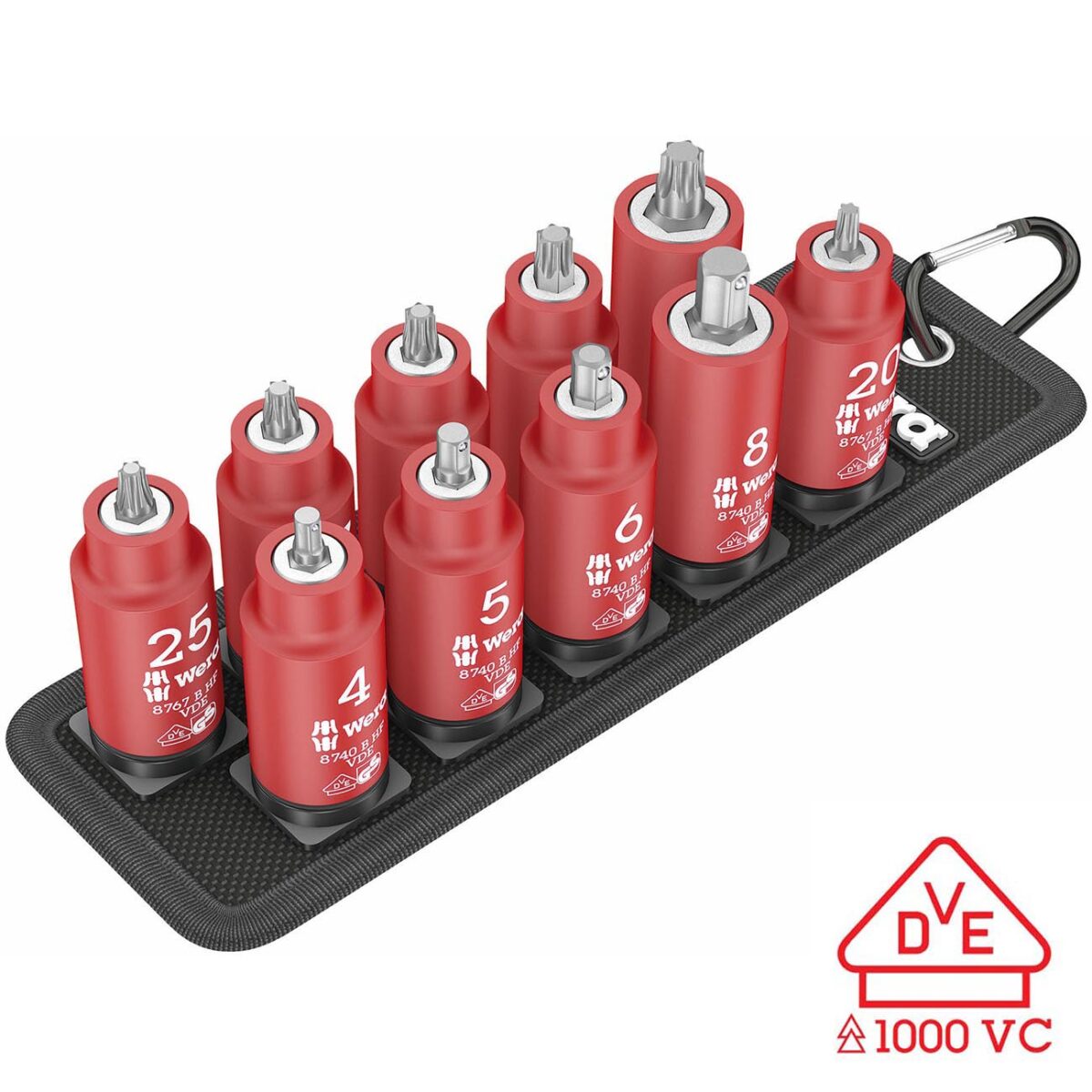 wera – wera 3/8" drive vde insulated bit socket torx and hex socket on a belt (11 piece)