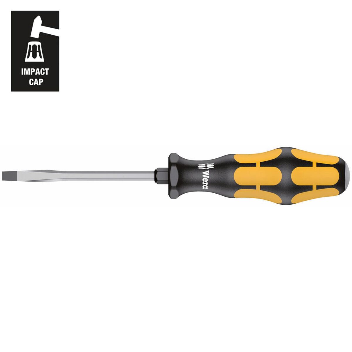 wera – wera chiseldriver screwdriver: slotted 4.5 x 80mm (with impact cap)