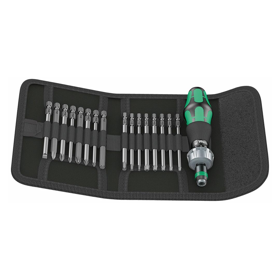 wera – wera ratcheting screwdriver handle with assorted long bits (17 piece)