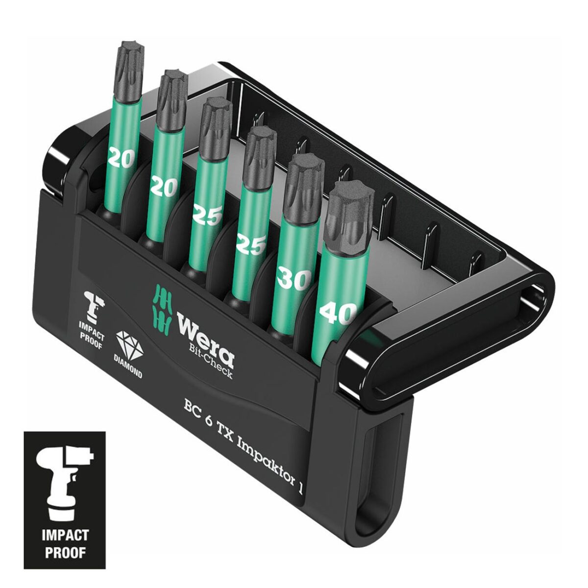 wera – wera 1/4" drive torx 'impact ready' bit set and carrying case (6 piece)