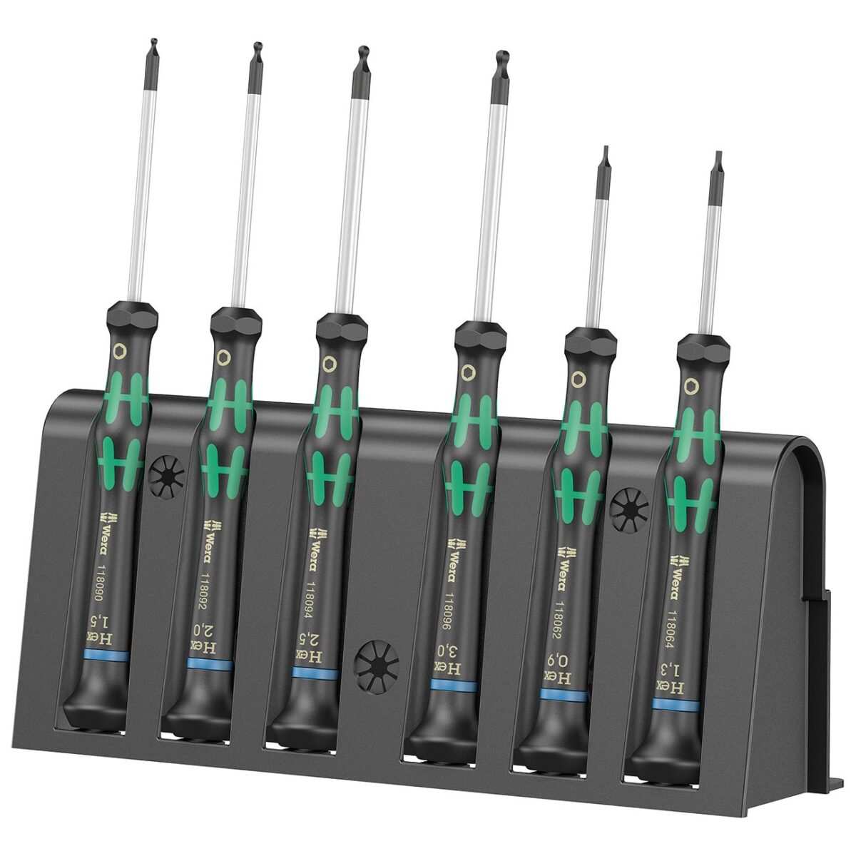 wera – wera micro precision metric hex plus screwdriver set with storage rack (6 piece)