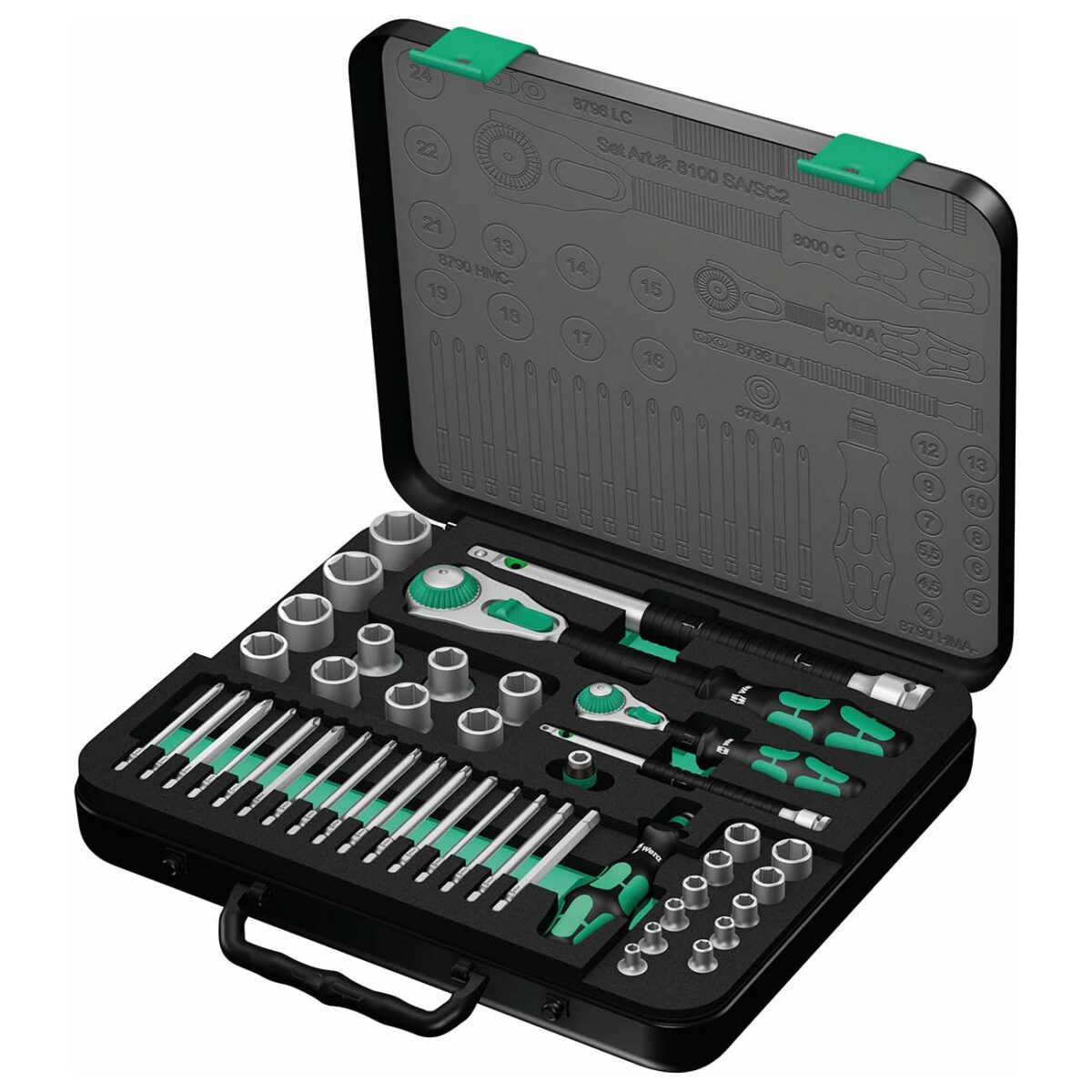 wera – wera metric 1/4" & 1/2" drive speed ratchet socket/bit set (43 piece set)