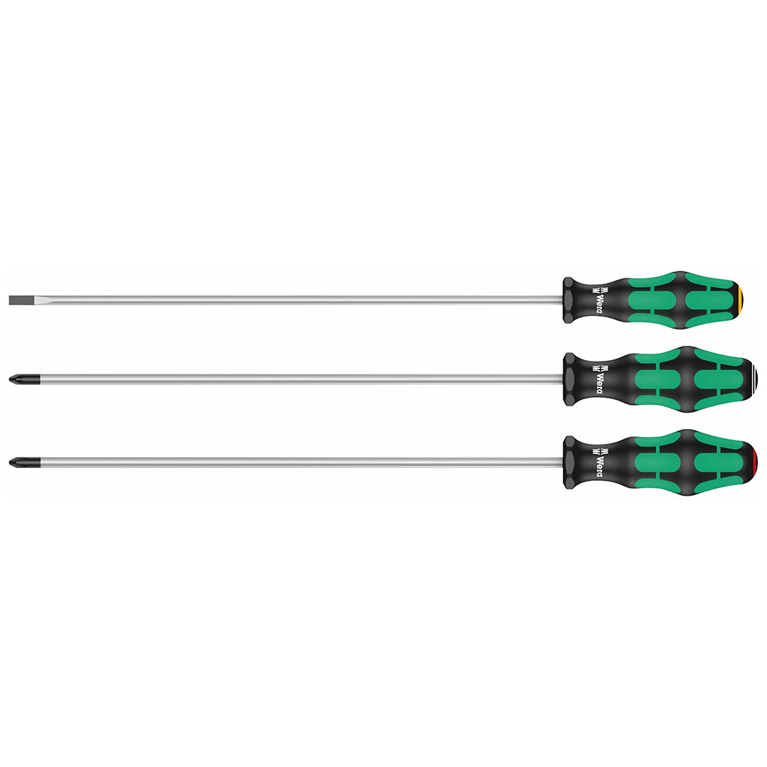 wera – wera kraftform plus long shaft screwdrivers 300 mm long shafts (3 piece set)