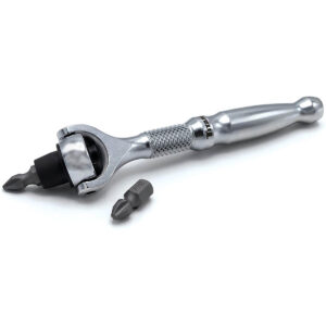 titan – titan 1/4" drive aluminum swivel head micro ratchet bit driver silver